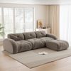 Sofa Modulsofa in Taupe aus Chenille, rahmenloses 3-Sitzer-Design mit 32D-Schaumstoff,76x281x171 cm Bild 3