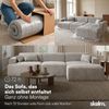 skølm 'Freki' Cloud Sofa 3 Sitzer mit Hocker, Vollschaumcouch mit Federkern und Vakuum-Kompression, kein Aufbau erforderlich, mit 3 Kissen, Cord grau Bild 3