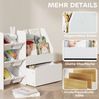 Kinderregal 100 x 30 x 80 cm mit 6 Behältern und Rollen – Spielzeugregal aus Holz und Stahl in Weiß Bild 3