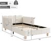 Merax Polsterbett, Einzelbett, Kinderbett 90 x 200cm, Bett mit und gepolstertes Kopfteil und Rausfallschutz, Bettbeine aus Massivholz, Samt, beige Bild 4