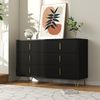 Sideboard aus Spanplatte mit 6 Schubladen, 120x40x77 cm, Weiß/Gold Bild 4