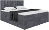 MEBLINI Boxspringbett LUKAS 180x200 cm mit Bettkasten - H4/Dunkelgrau Samt Polsterbett - Doppelbett mit Topper & Taschenfederkern-Matratze Bild 2