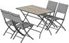 Gartenmöbel Set Klappbar Sitzgruppe 5-teilig Tisch mit 4 Atmungsaktiven Stühlen Holzoptik Platzsparend Bild 2