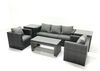 Fimous Polyrattan Gartensofa Set Couchtisch 2 Sessel 2 Beistelltischen Dunkelgrau Gemischt Bild 2