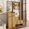 Garderobenschrank aus Spanplatte mit Spiegel & Haken, 105x38x180 cm, Holzfarben Bild 2