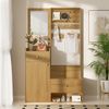 Garderobenschrank aus Spanplatte mit Spiegel & Haken, 105x38x180 cm, Holzfarben Bild 5