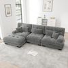 Modulares Ecksofa 81cm×313cm×145cm in Grau aus Chenille – mit Ottoman, tiefem Sitz und Cloud-Look Bild 3