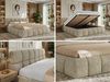Doppelbett mit Gasdruckfeder, Polsterbett NIRA CLASSIC Holzlattenrost Bett mit Stauraum, gepolstertes Kopfteil Bettkasten Pocket Matratze - 160 x 200 cm - Dunkelbeige Strukture - VIRE LUX Bild 2