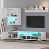 Wohnzimmermöbel 3 Set mit LED-Beleuchtung, TV Lowboard mit 2 offenen Fächern & 2 Türen,Wandschrank & Wandregal Bild 3