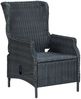 vidaXL Verstellbarer Gartensessel mit Auflagen Poly Rattan Dunkelgrau 313300 Bild 4