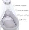 FabiMax Stubenwagen Weiß lackiert, 2 in 1 Musselin / Waffelpiqué Komplettset Grau mit Schlafsack Bild 2