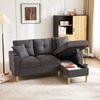 L-förmiges modernes Sofa, 3-Sitzer-Sofa mit Chaiselongue, Stauraum, integriertem Getränkehalter, wird mit 2 Kissen geliefert, geeignet für Wohnzimmer, Dunkelgrau Bild 5
