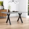 Esstisch, Marmoroptik grau, 1-St, 140/80/76 cm, Metallgestell Bild 3