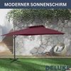 Sonnenschirm rechteckig LOTI 300cm Rot UV-Schutz, Kippbar, Kurbelsystem Ampelschirm rechteckig Freiarm Sonnenschirm 300 cm Kurbelschirm Standschirm Sonnenschutz Gartenschirm Bild 4