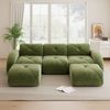 Flieks Modulares Sofa 3-Sitzer mit 2x Hocker, Cloud Sofa mit runden Armlehnen, Chenille weich, rahmenlos bodennah, Lounge Sofa, Grün Bild 2