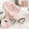 LVHOM Relaxsessel mit Hocker, Loungesessel mit Seitentasche, Lesesessel aus Cordstoff, bequem gepolstert, Metallgestell, bis 180kg belastbar, Rosa Bild 4