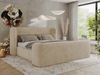 Polsterbett mit Lattenrost, Doppelbett für Schlafzimmer, Gepolstertes Kopfteil, Multipocket matratze, Härtegrad H3/H4 - EMORA CLASSIC DUO - 140 x 200 cm - Creme Stoff - ELORI - LUX Bild 1