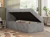 TILIO Jugendbett 90x200 mit Bettkasten - Boxspringbett mit 7-Zonen-Taschenfederkernmatratze, hohes Kopfteil, Einzelbett mit Stauraum - Hellgrau Cordstoff - H3 - Links Bild 3