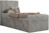 TILIO Jugendbett 90x200 mit Bettkasten - Boxspringbett mit 7-Zonen-Taschenfederkernmatratze, hohes Kopfteil, Einzelbett mit Stauraum - Hellgrau Cordstoff - H3 - Links Bild 4