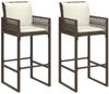 vidaXL Garten-Barhocker mit Kissen 2 Stk. Braun Poly Rattan 368706 Bild 2