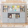 Homfa Kinderregal Spielzeugtruhe mit 2 Schubladen auf Rollen Bücherregal, Kinderbücherregal Spiegelregal mit Tür 126x104x30 cm weiß Bild 4