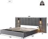 Merax LED Hydraulisches Polsterbett 180x200 Stauraumbett Doppelbett aus Samt mit richtungsabhängige Lampe & USB & Lattenrost Grau Bild 2