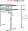 Höhenverstellbarer Schreibtisch mit Handkurbel in Grau – Home-Office Tisch, 100 x 60 x 90 cm, aus Metall und Holz Bild 4