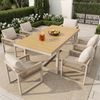 KLAM HOME Garten-Essgruppe 7-tlg. Garten-Essgruppe Beige, 1 Tisch + 6 Stühle mit Seilgeflecht, (Moderne Outdoor Essgruppe mit Kissen, Wetterfest & Pflegeleicht), Platzsparendes Esstisch-Set für Terrasse, Garten & Balkon Bild 4