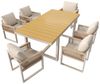 KLAM HOME Garten-Essgruppe 7-tlg. Garten-Essgruppe Beige, 1 Tisch + 6 Stühle mit Seilgeflecht, (Moderne Outdoor Essgruppe mit Kissen, Wetterfest & Pflegeleicht), Platzsparendes Esstisch-Set für Terrasse, Garten & Balkon Bild 2