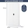 Aktenschrank abschließbar JAN - 5 Ebenen verstellbar, Flügeltüren | Metallschrank Werkstatt Mehrzweckschrank Büroschrank aus Stahl Werkzeugschrank, 185x90x40cm Weiß Bild 2