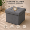 belviona Sitzhocker mit Stauraum, faltbare Sitzbox mit Leinenbezug, gepolsterte Sitzfläche & 40 l Stauraum, 38 x 38 x 38 cm, grau Bild 5