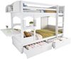 Kinder-Etagenbett, Doppelbett mit klappbarem Tisch, Regal, Leiter & 2 Schubladen, Massivholz-Lattenrost, Weiß, 90 × 200 cm Bild 5