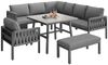 KLAM HOME Gartenlounge-Set Seilgartenmöbelset mit Ecksofa und verstellbare Beine für 7-8 Personen, (5-tlg, 1 4-Sitzer Sofa, 1 Ecksofa, 1 Sessel, 1 Couchtisch, 1 Fußbank), geeignet für Gärten, Schwimmbäder und Terrasse Bild 2