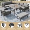 KLAM HOME Gartenlounge-Set Seilgartenmöbelset mit Ecksofa und verstellbare Beine für 7-8 Personen, (5-tlg, 1 4-Sitzer Sofa, 1 Ecksofa, 1 Sessel, 1 Couchtisch, 1 Fußbank), geeignet für Gärten, Schwimmbäder und Terrasse Bild 4