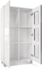 Vladon Vitrine Denjo, Standvitrine mit 2 Türen und 3 Glaseinsätzen, Weiß matt/ Weiß Hochglanz (71 x 129 x 35 cm) Bild 3