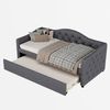 Tagesbett Mit Ausziehbarem Rollbett 90x200 cm Leinen Bezug Grau Modern Minimalistisch 150 kg Tragkraft Bild 5