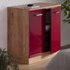 Küchenschrank für Dachschrägen R-Line Rot Hochglanz 80 cm ohne Schräge mit 2 Türen Vicco Bild 4