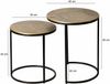 Satztisch Metall 2er Set rund gold - Beistelltisch Aluminium Tischplatten mit Muster - Design Couchtisch Anstelltisch modern Eisen Gestell - Dekotisch Wohnzimmertisch Handmade Bild 4