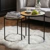 Satztisch Metall 2er Set rund gold - Beistelltisch Aluminium Tischplatten mit Muster - Design Couchtisch Anstelltisch modern Eisen Gestell - Dekotisch Wohnzimmertisch Handmade Bild 2