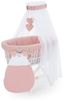 FabiMax Stubenwagen Weiß lackiert, 2 in 1 Musselin / Waffelpiqué Komplettset Rosa mit Schlafsack Bild 4