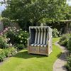 Strandkorb Teak grau/creme Stoff 2 Sitzer Vollliegemodell BASIC Modell Bild 5