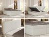 Boxspringbett AVERTA 180 x 200 cm mit Bettkasten und Topper, Doppelbett mit Bonnell-Federkernmatratze, gepolstertem Kopfteil, Stauraum, modernes Schlafzimmer Bett - Creme Schenille glatt - H4 Bild 2