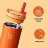 Isolierte Trinkflasche 680ml Sport Wasserflasche Strohhalm Griff Orange Bild 3