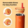 Isolierte Trinkflasche 680ml Sport Wasserflasche Strohhalm Griff Orange Bild 4