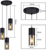 ZMH Pendelleuchte 3-flammig Glas Pendelleuchte E27 LED rund schwarz Pendelleuchte Bild 5