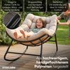 STEELSØN 'Veldora' Schaukelstuhl, schwarzes Polyrattan, Kissen beige, ergonomischer Relaxsessel, bis 125kg, XXL Schaukelsessel 75×100×65 cm Bild 5