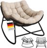 STEELSØN 'Veldora' Schaukelstuhl, schwarzes Polyrattan, Kissen beige, ergonomischer Relaxsessel, bis 125kg, XXL Schaukelsessel 75×100×65 cm Bild 1