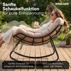 STEELSØN 'Veldora' Schaukelstuhl, schwarzes Polyrattan, Kissen beige, ergonomischer Relaxsessel, bis 125kg, XXL Schaukelsessel 75×100×65 cm Bild 2
