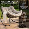 STEELSØN 'Veldora' Schaukelstuhl, schwarzes Polyrattan, Kissen beige, ergonomischer Relaxsessel, bis 125kg, XXL Schaukelsessel 75×100×65 cm Bild 4