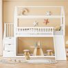 Kinderhochbett 90x200 cm mit Rutsche und Stauraumleiter – weißes Holzbett Bild 2